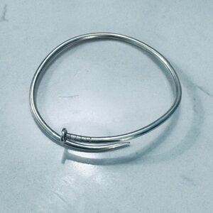 Sterling Silver Nail Bangle Bracelet. Adjustable 6”-9” wrist size. Solid silver!